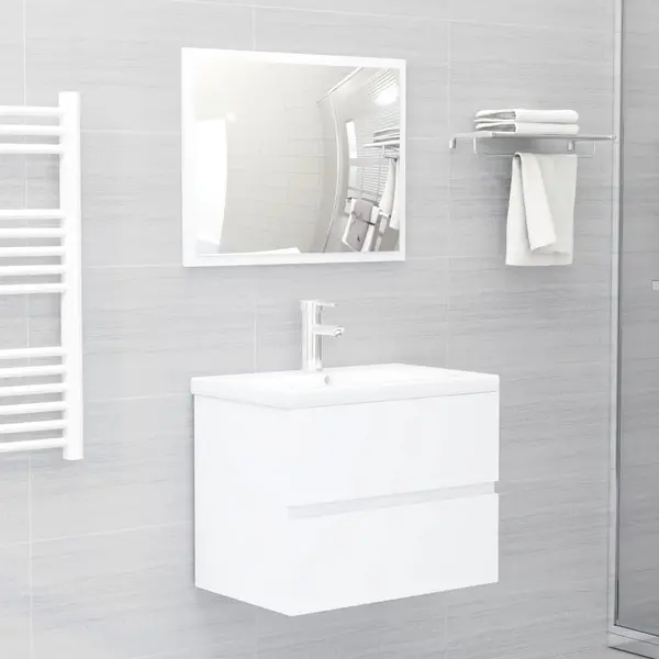 Gossi set mobilier de baie, alb, lemn prelucrat