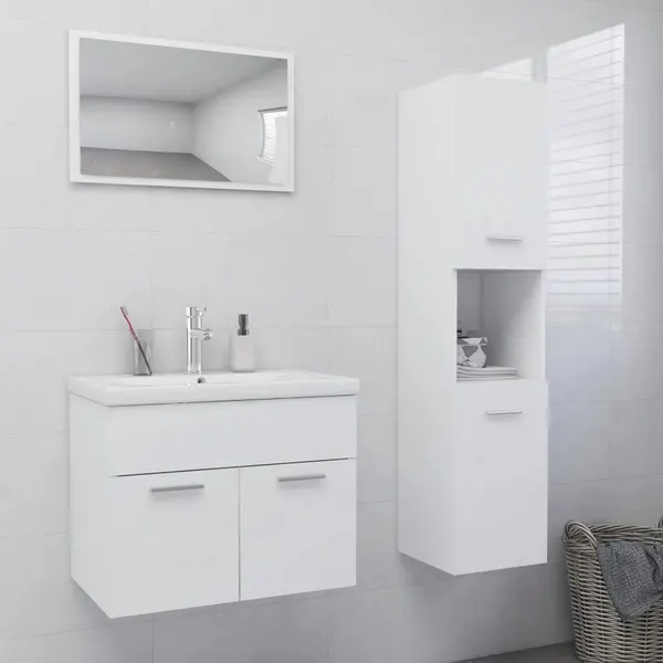 Gossi set mobilier de baie, alb, lemn prelucrat