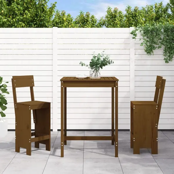 Gossi set mobilier de bar, 3 piese, maro miere, lemn masiv de pin
