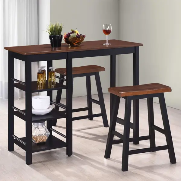 Gossi set mobilier de bar, 3 piese, mdf, negru