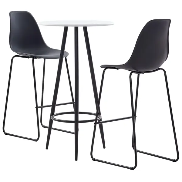 Gossi set mobilier de bar, 3 piese, negru, plastic