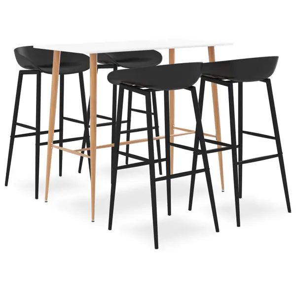 Gossi set mobilier de bar, 5 piese, alb si negru