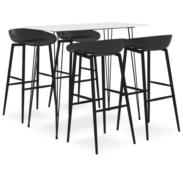 Gossi set mobilier de bar, 5 piese, alb si negru