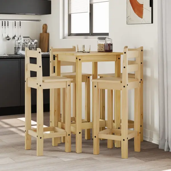 Gossi set mobilier de bar, 5 piese, lemn masiv de pin
