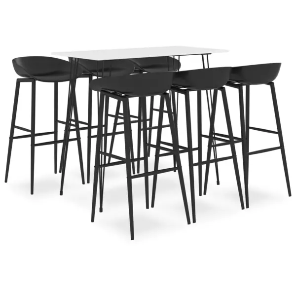 Gossi set mobilier de bar, 7 piese, alb si negru