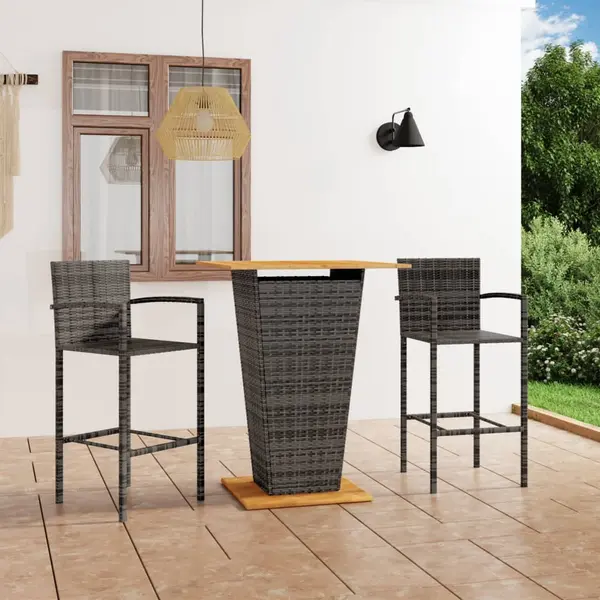 Gossi set mobilier de bar de gradina, 3 piese, gri