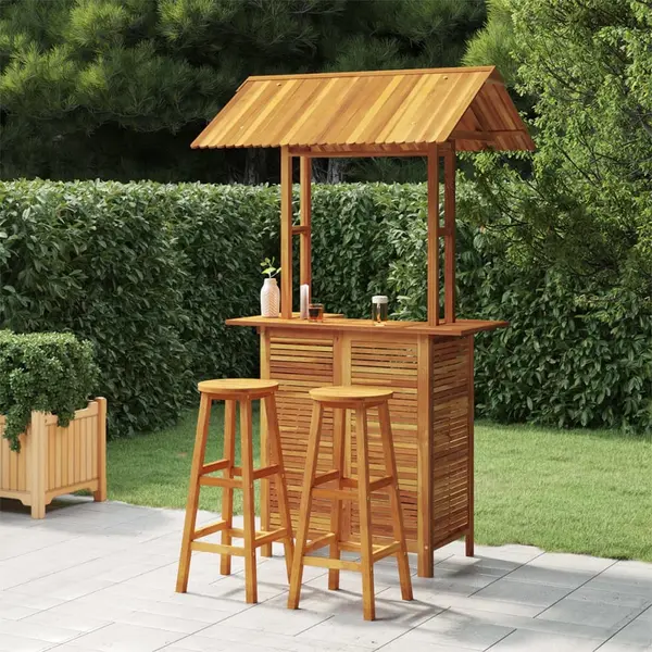 Gossi set mobilier de bar de gradina, 3 piese, lemn masiv de acacia
