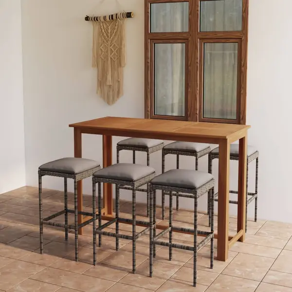 Gossi set mobilier de bar de gradina cu perne, 7 piese, gri