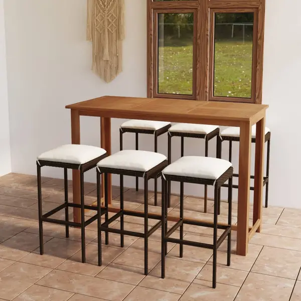 Gossi set mobilier de bar de gradina cu perne, 7 piese, maro
