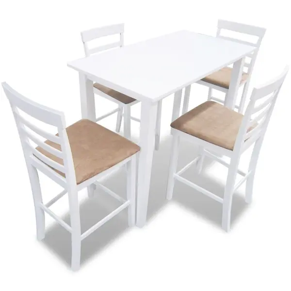Gossi set mobilier de bar din lemn, masa si 4 scaune, alb