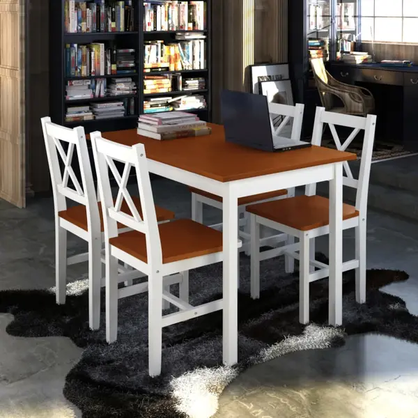 Gossi set mobilier de bucatarie, 5 piese, maro si alb