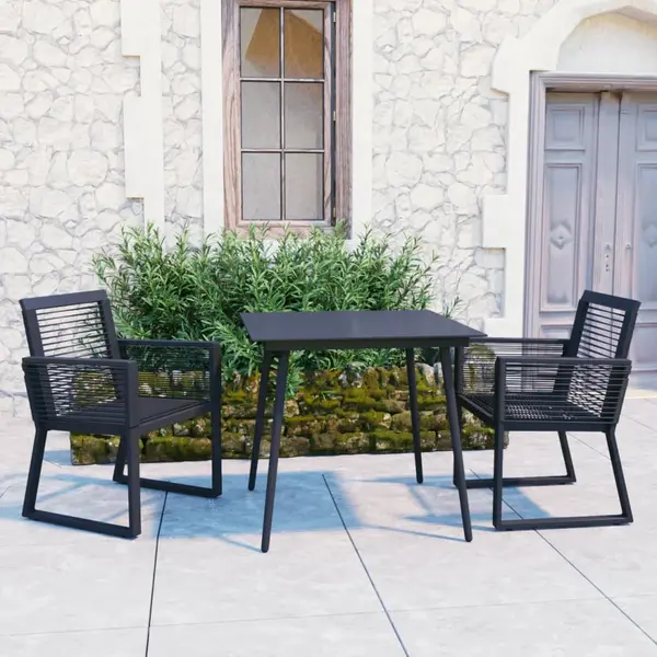 Gossi set mobilier de exterior, 3 piese, negru, ratan pvc