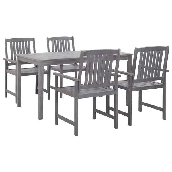 Gossi set mobilier de exterior, 5 piese, gri, lemn masiv de acacia