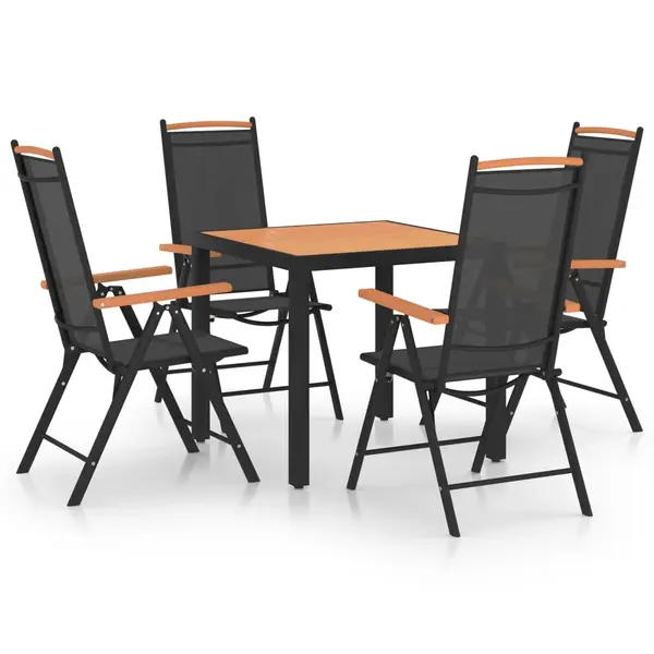 Gossi set mobilier de exterior, 5 piese, negru, aluminiu