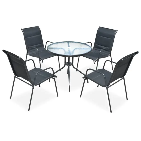 Gossi set mobilier de exterior, 5 piese, negru, otel