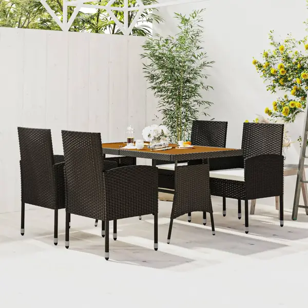 Gossi set mobilier de exterior, 5 piese, negru, poliratan