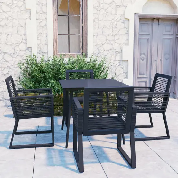 Gossi set mobilier de exterior, 5 piese, negru, ratan pvc