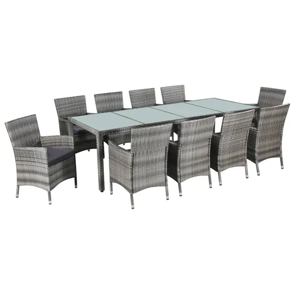 Gossi set mobilier de exterior cu perne, 11 piese, gri, poliratan