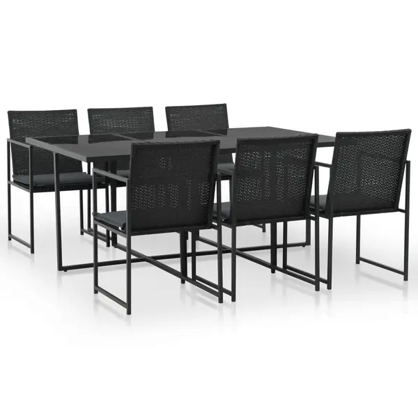 Gossi set mobilier de exterior cu perne, 7 piese, negru, poliratan