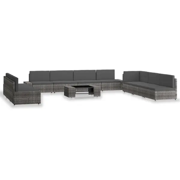Gossi set mobilier de gradina, 10 piese, gri, poliratan