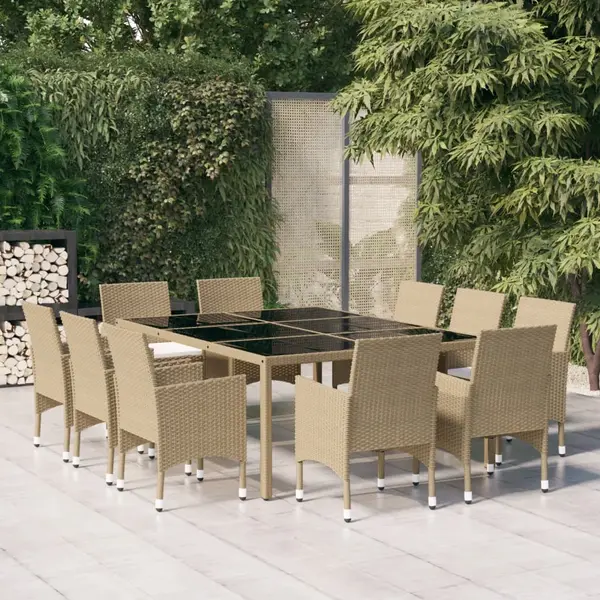 Gossi set mobilier de gradina, 11 piese, bej, poliratan