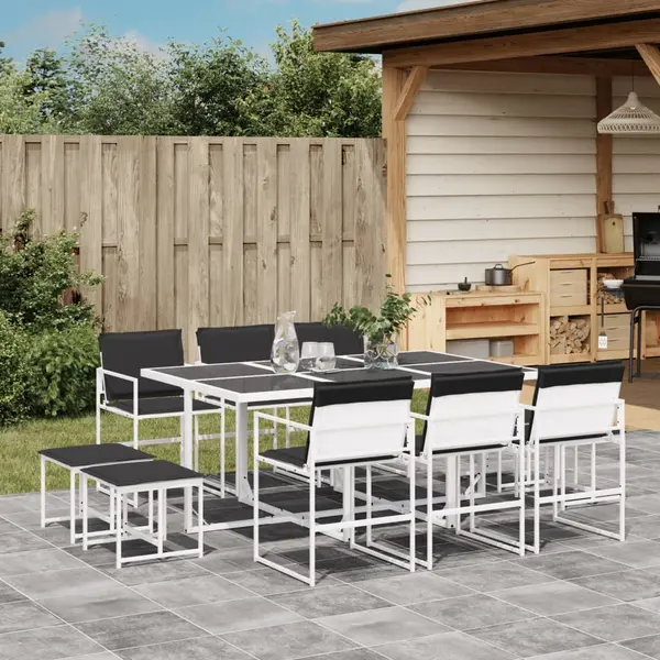 Gossi set mobilier de gradina, 11 piese, cu perne, alb, textilena