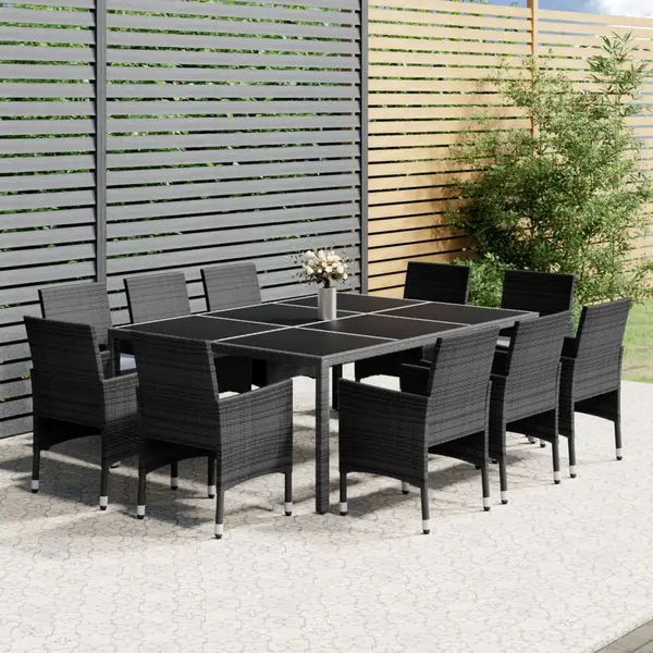 Gossi set mobilier de gradina, 11 piese, gri, poliratan