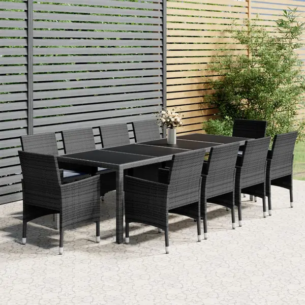 Gossi set mobilier de gradina, 11 piese, gri, poliratan