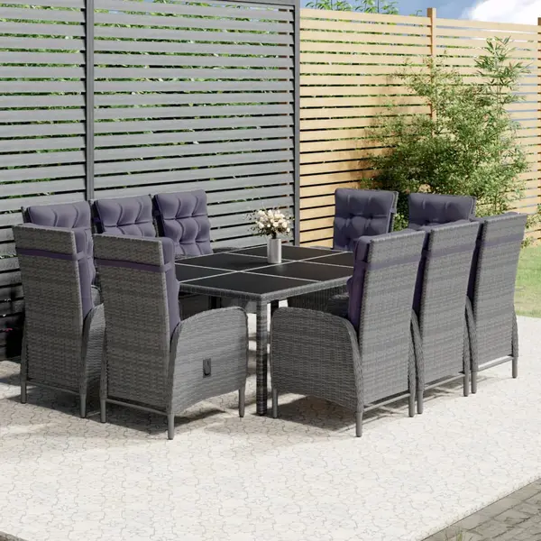 Gossi set mobilier de gradina, 11 piese, gri, poliratan