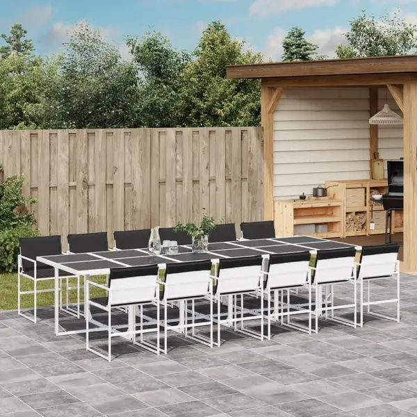Gossi set mobilier de gradina, 13 piese, cu perne, alb, textilena