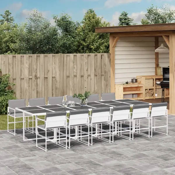 Gossi set mobilier de gradina, 13 piese, cu perne, alb, textilena