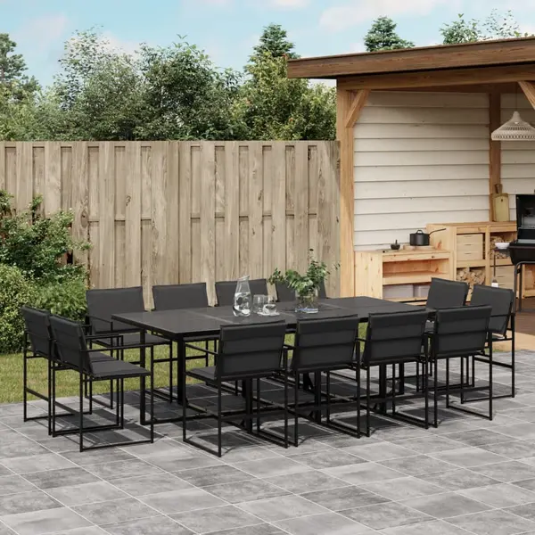 Gossi set mobilier de gradina, 13 piese, cu perne, negru, textilena