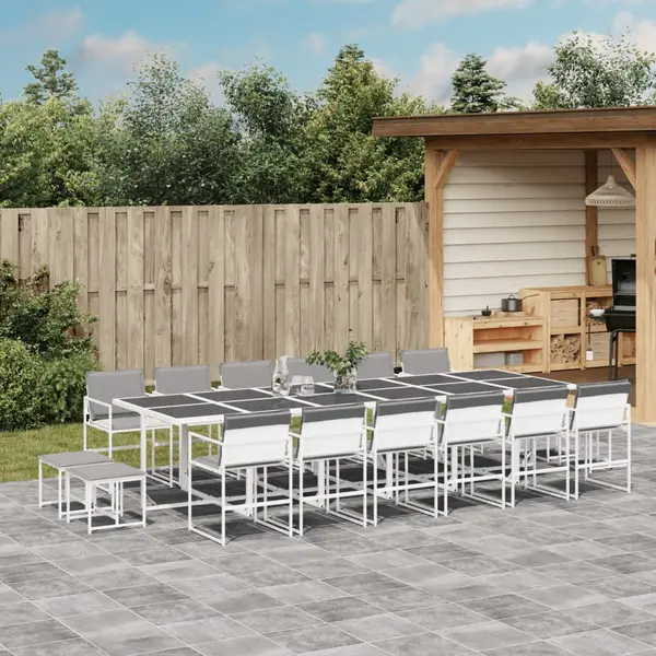 Gossi set mobilier de gradina, 17 piese, cu perne, alb, textilena