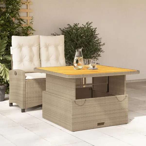 Gossi set mobilier de gradina, 2 piese, cu perne, bej, poliratan
