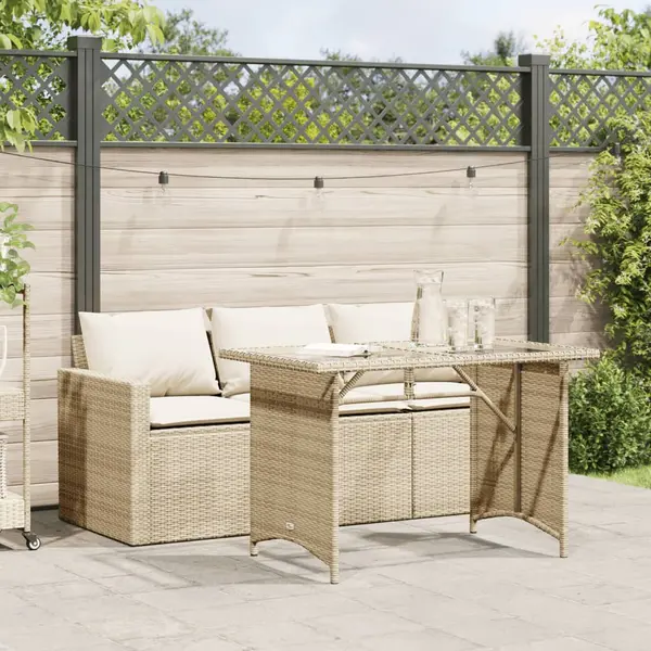 Gossi set mobilier de gradina, 2 piese, cu perne, bej, poliratan