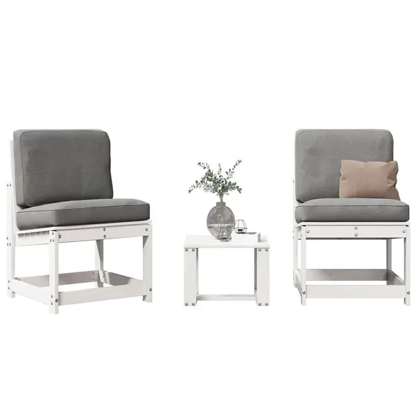Gossi set mobilier de gradina, 3 piese, alb, lemn masiv de pin