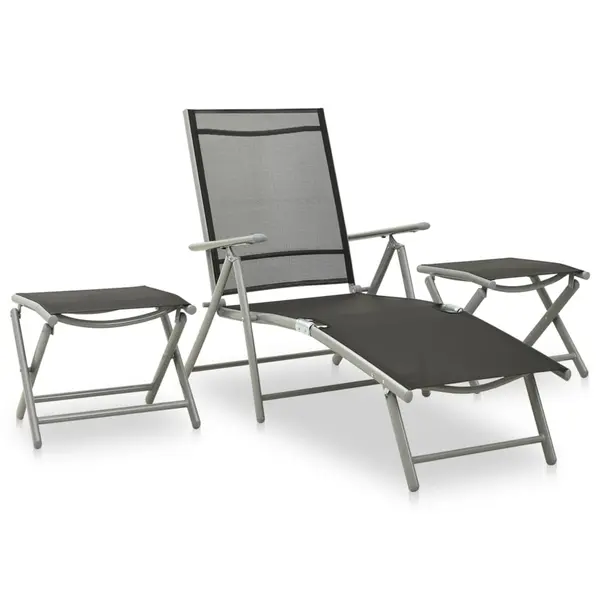 Gossi set mobilier de gradina, 3 piese, argintiu, textilena&aluminiu