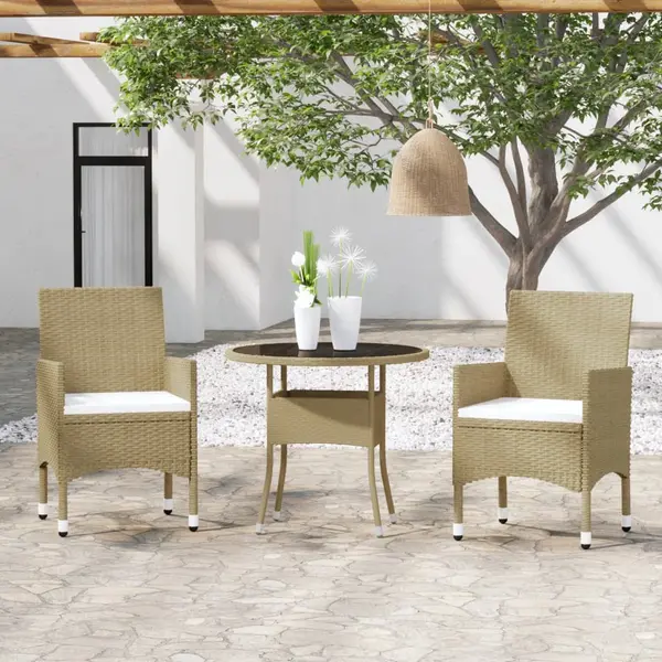 Gossi set mobilier de gradina, 3 piese, bej, poliratan