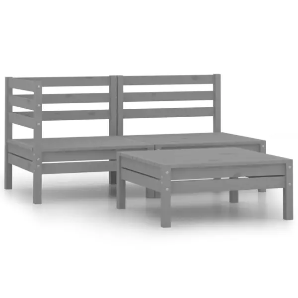 Gossi set mobilier de gradina, 3 piese, gri, lemn masiv de pin