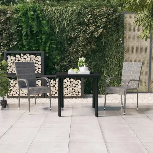 Gossi set mobilier de gradina, 3 piese, gri si negru