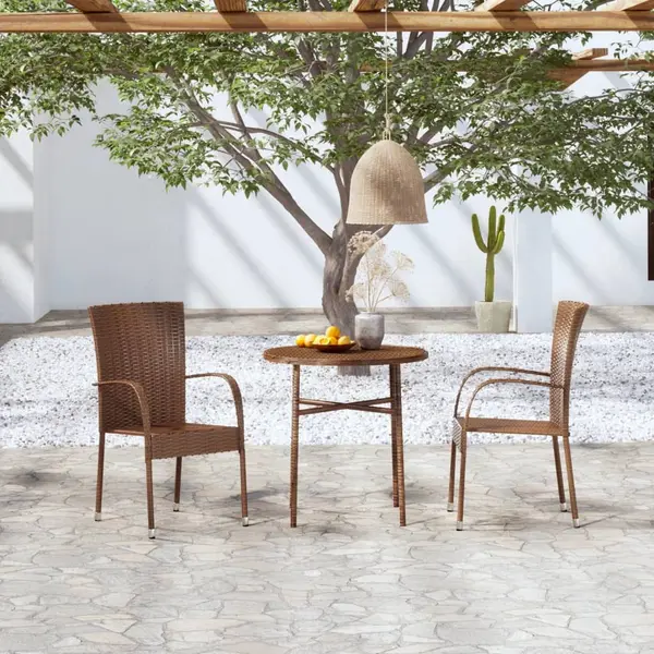 Gossi set mobilier de gradina, 3 piese, maro, poliratan