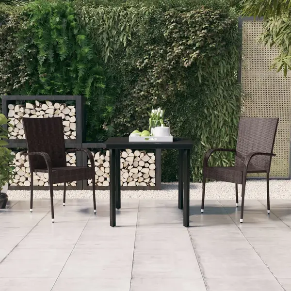 Gossi set mobilier de gradina, 3 piese, maro si negru