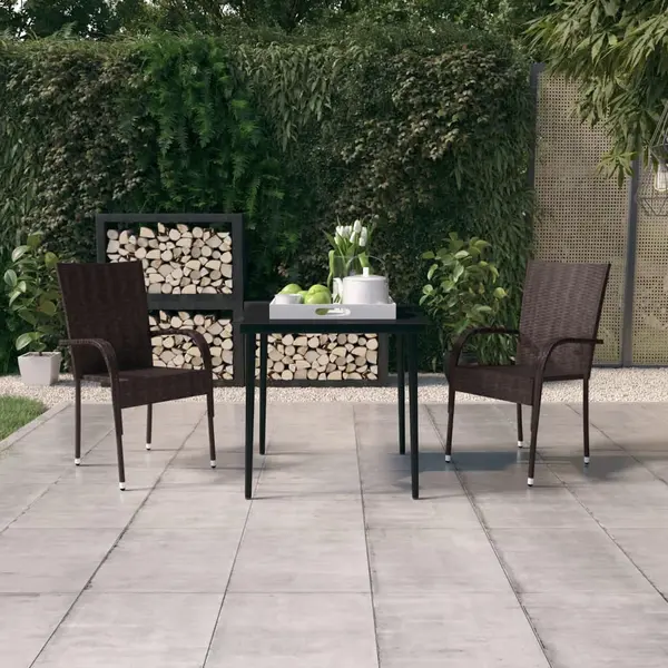 Gossi set mobilier de gradina, 3 piese, maro si negru