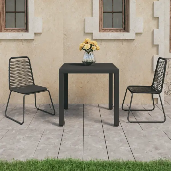 Gossi set mobilier de gradina, 3 piese, negru, ratan pvc