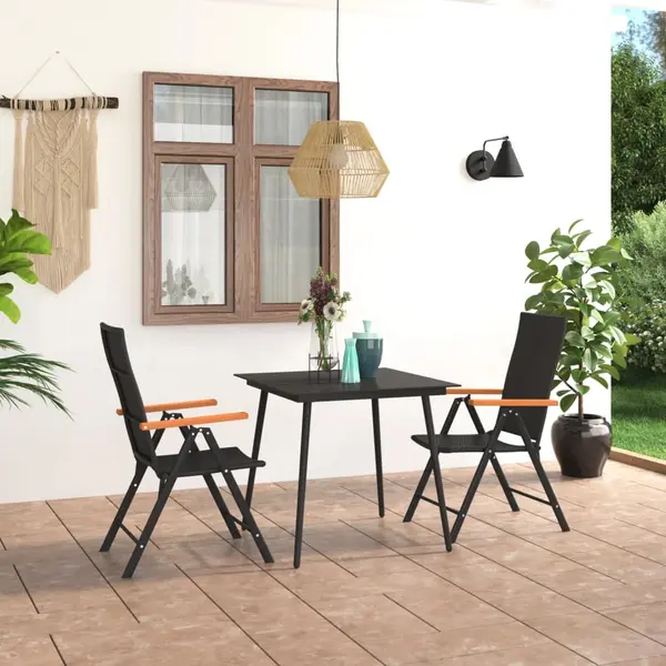 Gossi set mobilier de gradina, 3 piese, negru si maro