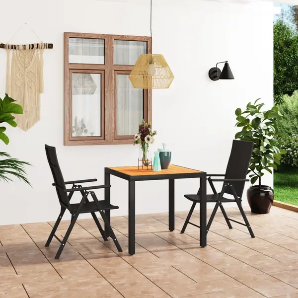 Gossi set mobilier de gradina, 3 piese, negru si maro