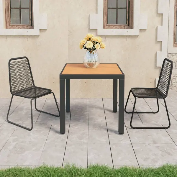 Gossi set mobilier de gradina, 3 piese, negru si maro, ratan pvc