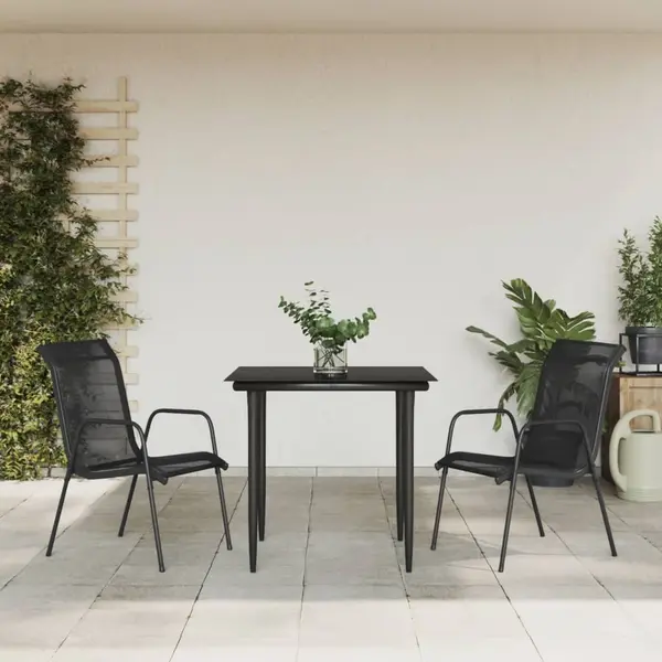 Gossi set mobilier de gradina, 3 piese, negru, textilena si otel