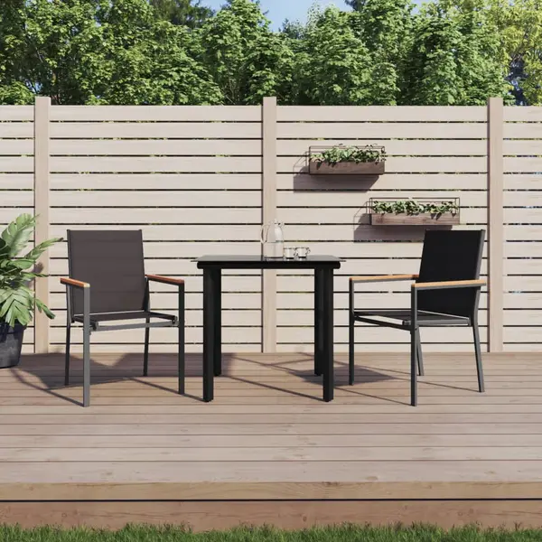 Gossi set mobilier de gradina, 3 piese, negru, textilena si otel