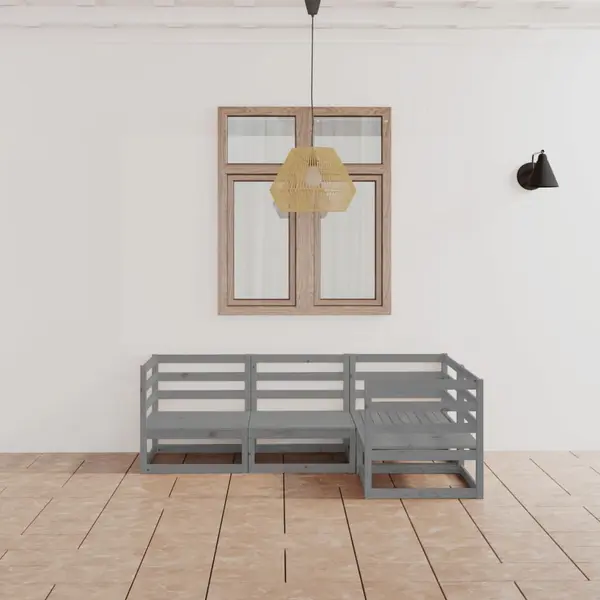 Gossi set mobilier de gradina, 4 piese, gri, lemn masiv de pin